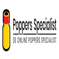 Afbeelding van een geel flesje en tekst: "Poppers Specialist, de online poppers specialist".