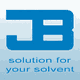 Logo mit blauen Buchstaben "JB" und Text "solution for your solvent" darunter.