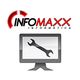 Logotipo da InfoMaxx Informática com monitor e chave inglesa.