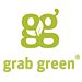 Logo with green "gg" above "grab green" text, featuring a leaf detail.