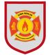 Wappen mit Feuer-Symbol, Feuerwehrmotiv, Schriftzug „SIWA Berlin Brandsicherheitswachdienst“.