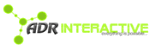 Logo von ADR Interactive, grüner und grauer Text mit vernetzten Punkten links.
