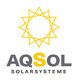 Gelbes, geometrisches Sternsymbol über dem Text "AQSOL SOLARSYSTEME".