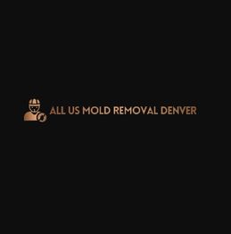 Logo showing a worker icon and the text "All US Mold Removal Denver" on a dark background.