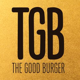 Texto en fondo dorado: "TGB The Good Burger".
