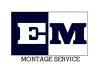 Logo mit den Buchstaben "EM" und dem Schriftzug "Montage Service" darunter.