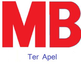 Rode letters "MB" met blauwe tekst "Ter Apel" eronder.