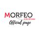 Logo Morfeo con scritta "il dio del sonno" e "Official page" in bianco e nero su sfondo bianco.