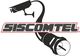 Logotipo de SISCOTEL con cámara de vigilancia y cable en forma de letra "S".