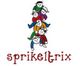 Illustration von spielenden Kindern in einem Turm, darunter der Schriftzug "sprikeltrix".