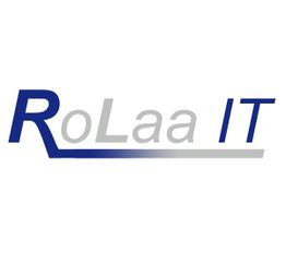 Logo mit dem Text "RoLaa IT" in Blau und Grau auf weißem Hintergrund.