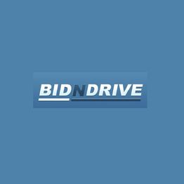 Logo with text "BID N DRIVE" on a blue background.