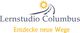 Lernstudio Columbus Logo: "Entdecke neue Wege" mit einer Straße und Sonne als Symbol.