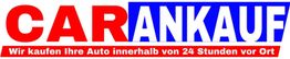 Text in Rot und Blau: "CARANKAUF". Untertitel: "Wir kaufen Ihre Auto innerhalb von 24 Stunden vor Ort".