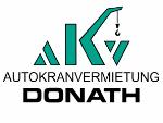 Logo der Autokranvermietung Donath mit stilisiertem Kranhaken und grünem Schriftzug.
