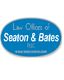 Blue logo of Law Offices of Seaton & Bates PLC with website link.