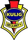 Emblem von Kulig Security in Gelb mit Rot-Schwarz-Gelb-Design.