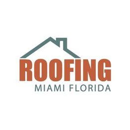 Logo with a roof design, text reads "Roofing Miami Florida" in bold letters.