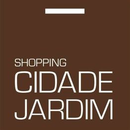 Logotipo marrom com texto "Shopping Cidade Jardim" em branco.