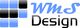 Logo mit blauen und schwarzen Quadraten, Text: "WMS Design".
