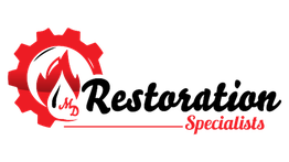 Red gear and flame logo with "Restoration Specialists" text.