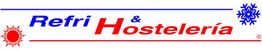 Texto: Refri & Hostelería, con sol rojo y copo de nieve azul.