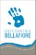 Blaue Handabdruckgrafik mit Text: "Osteopathie Bellafiore". Slogan: "Gesundheit, die man spüren kann."