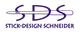 Logo mit Schriftzug "SDS" und "Stick-Design Schneider" in lila Schrift auf einem weißen Hintergrund.