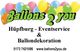 Ballons 2 you Logo mit Hüpfburg-Eventservice und Ballondekoration, bunte Ballons im Hintergrund.