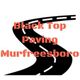 Curved black road with dashed lines, red text: "Black Top Paving Murfreesboro" overlaid.