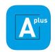 Blaues Quadrat mit weißem "A plus"-Logo in der Mitte.