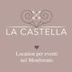 Logo di "La Castella", location per eventi nel Monferrato, su sfondo marrone chiaro.