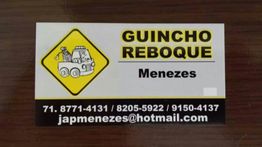 Cartão de visita de serviço de guincho com contatos e e-mail.