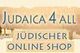 Text "Judaica 4 All, Jüdischer Online Shop" vor hellem Hintergrund.