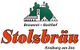 Logo: Brauerei-Gasthof Stolzbräu, Kraiburg am Inn, mit Gebäudesilhouette und grünem Hügel.