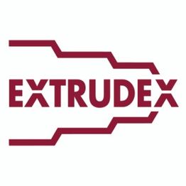 Alternativtext: Logo mit rotem "EXTRUDEX"-Schriftzug und stilisierten Linien oben und unten.