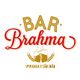 Logo do Bar Brahma com copos de chope e ramos de trigo, texto "Ipiranga x São João".