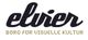 Schwarzer Schriftzug "elvier", darunter "Büro für visuelle Kultur" in goldener Schrift.