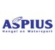 Logo van Aspius hengelsport met visafbeelding boven de tekst.