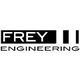 Logo mit Schriftzug "FREY ENGINEERING" in schwarz-weiß, modernes Design mit klaren Linien.