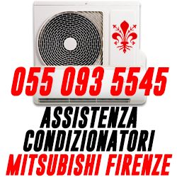 Unità condizionatore con testo: "055 093 5545 Assistenza Condizionatori Mitsubishi Firenze".