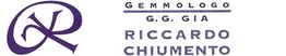 Logo con le iniziali RC e testo: "Gemmologo G.G. GIA Riccardo Chiumento".