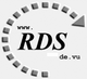 Halbkreis aus Quadraten mit Text "www.RDS.de.vu" in der Mitte und einem Pfeil rechts oben.
