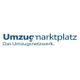 „Umzugmarktplatz“ Logo mit Slogan „Das Umzugsnetzwerk“ in blauem Text auf weißem Hintergrund.