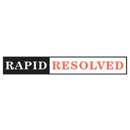 Text logo: "RAPID" in black on left, "RESOLVED" in orange on right.