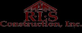 Logo of RLS Construction, Inc. with a stylized red roof over the text.