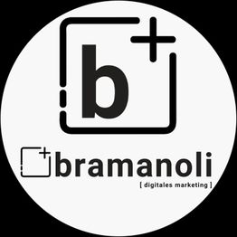 Logo von "bramanoli" mit einem stilisierten "b" und dem Text "digitales marketing".