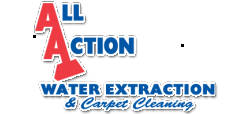 All Action Water Extraction & Carpet Cleaning logo with red and blue text.