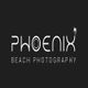 "Logo: Phoenix Beach Photography with palm tree, white text on black background."