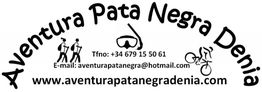 Logo de Aventura Pata Negra Denia con iconos de senderismo, buceo y ciclismo.
